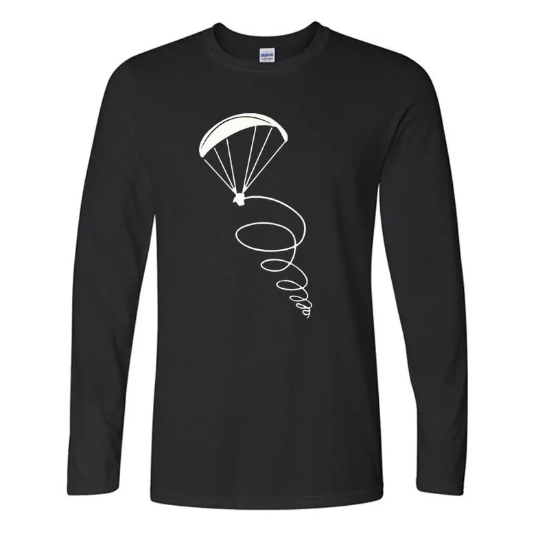 New Fashion men t-shirt paragliding fly pilot Design man cotton Long sleeves Casual O Neck tshirt bigger size tops