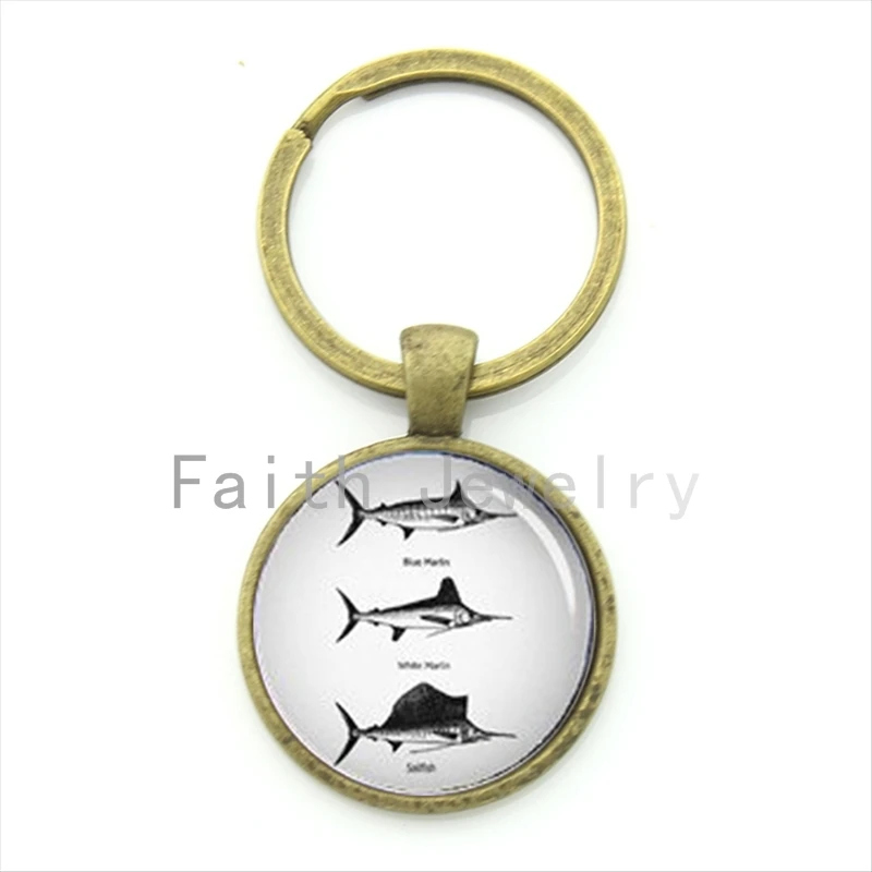 Unique design blue marlin white marlin sailfish keychain novelty fish key chain let's go fishing creative mens jewelry KC271