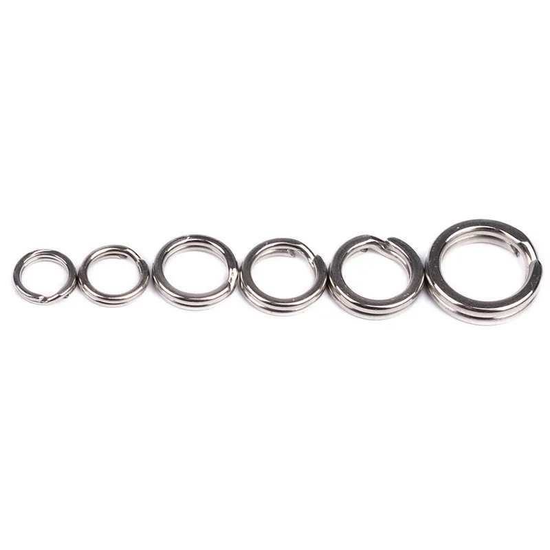 50pcs/lot Stainless Steel Split Rings Heavy Duty Fishing Double Ring Solid Lure Connecting Ring Carp Tool Fishing Accessories