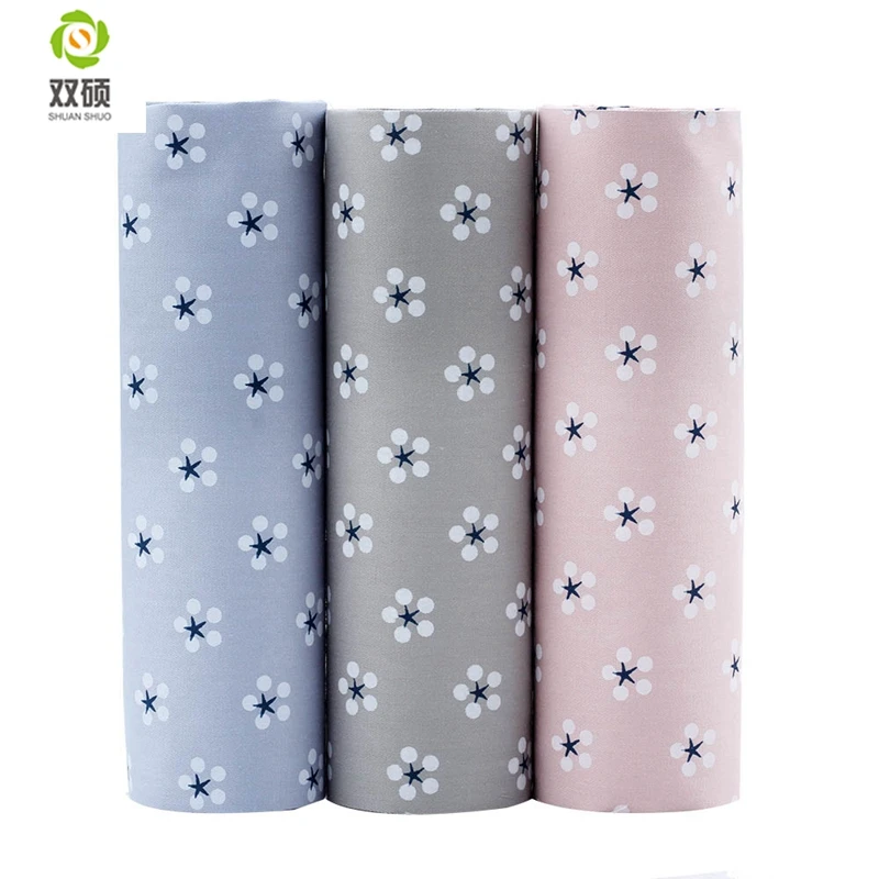 Shuanshuo Print Floral Cotton Tessuti Patchwork Clothes Fat Quarter Bundles Fabric For Baby Clothes DIY Crafts 40X50CM 3PCS/LOT