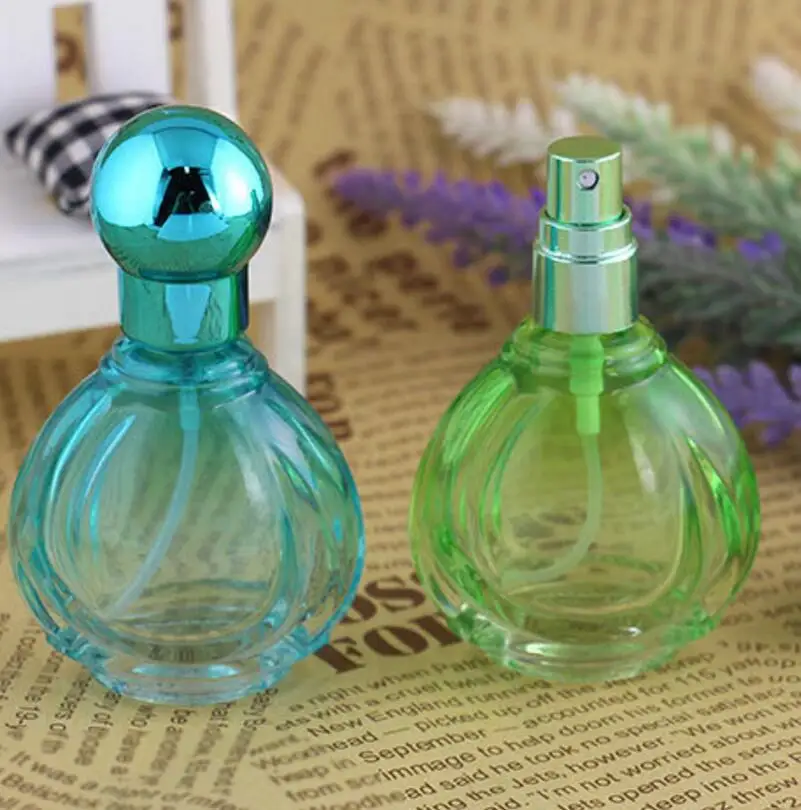 Wholesale 20 ml Colorful Glass Perfume Atomizer Bottles Travel Aluminum nozzle Spray Glass Bottle