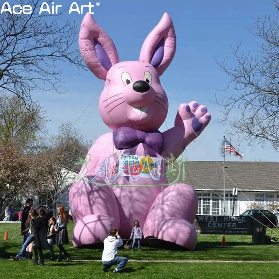 

Easter Decoration Giant Pink Inflatable Easter Rabbit Bunny With Bow Tie Outdoor For Easter Day Yard Decoration