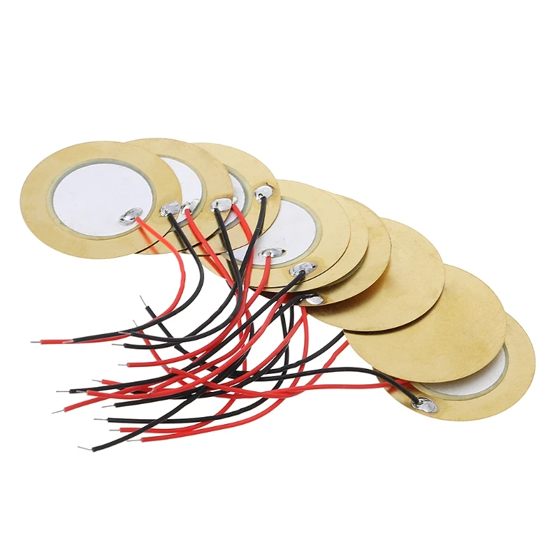 10pcs 35mm Piezo Elements buzzer Sounder Sensor Trigger Drum Disc+ wire copper