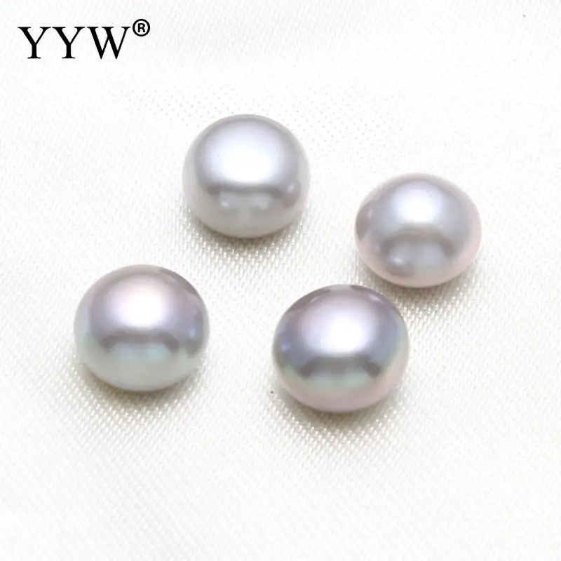 1pair Half Drilled Freshwater Pearls Beads For Jewelry Making Earrings Women Half Hole 8-9mm Gray Button Pearl Bead Wholesale