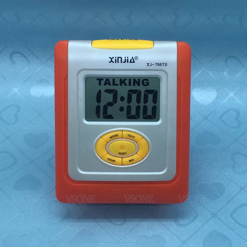 Spanish Talking LCD Digital Alarm Clock for Blind or Low Vision, Orange Color or Black Color