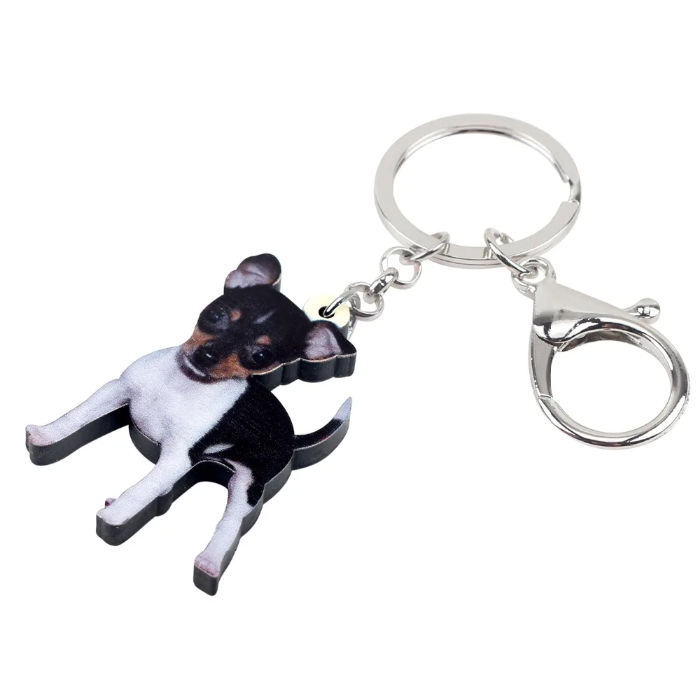 Bonsny Acrylic Cute Fox Toy Terrier Dog Key Chains Keychain Rings Fashion Animal Pet Jewelry For Women Girl Ladies Accessories