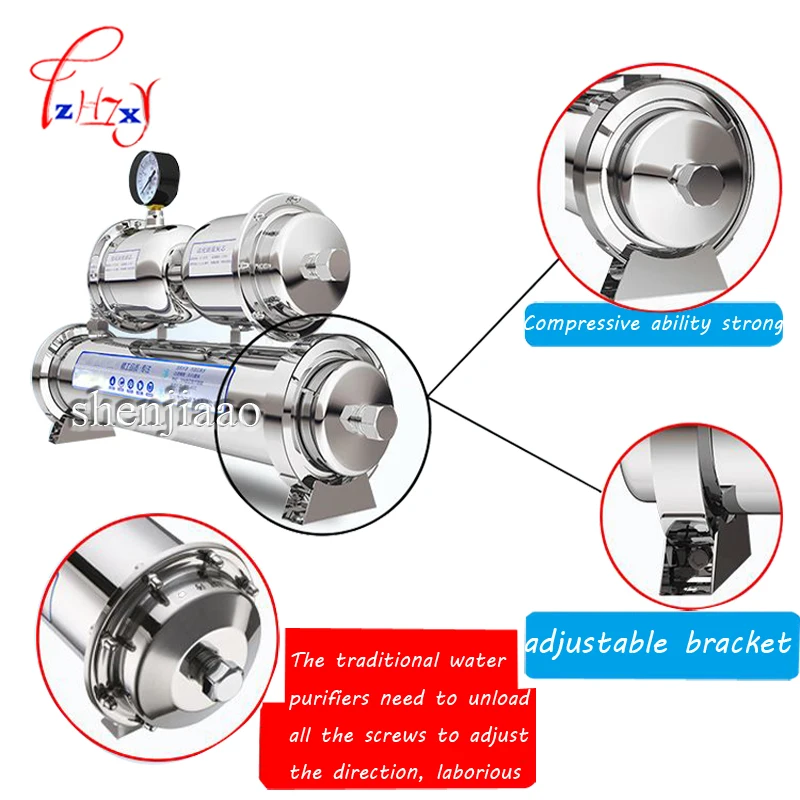 YXQ-1000C tratamiento de agua filtro de agua purificador de agua 1000L/H acero inoxidable duradero con esterilización del medidor de presión de agua