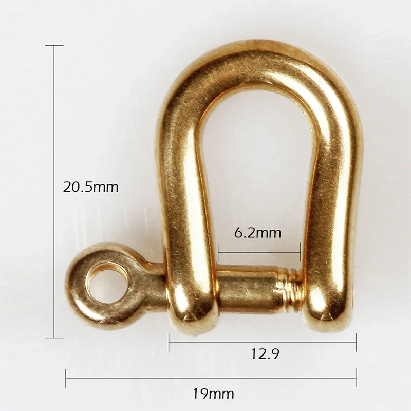 WUTA Solid Brass Bow Shackle D-ring Chain Hook Fob Key Joint Connect D-Ring Screw Pin Rigging Leather Craft Hardware Pack of 2/5