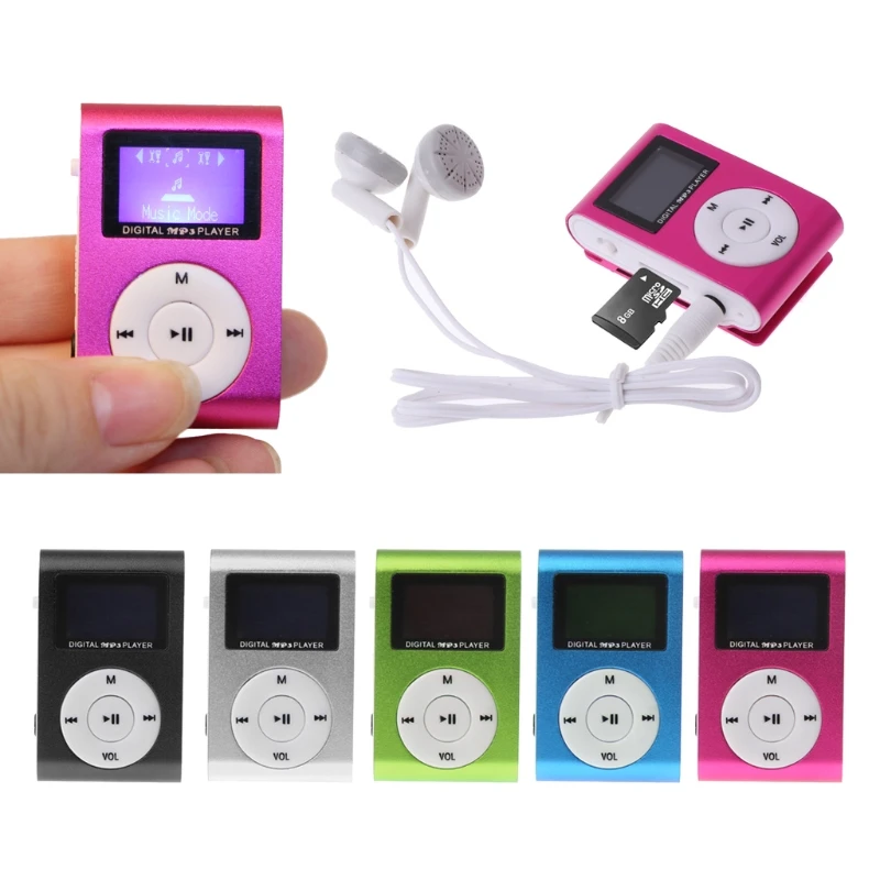 

OOTDTY Mini USB Metal Clip MP3 Player LCD Screen Support 32GB Micro SD TF Card Slot Digital mp3 music player