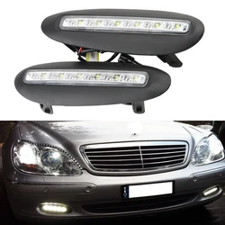 2x White LED Daytime Running Light Fog Light DRL Driving Lamp For BENZ W220 S-Class 1998 1999 2000 2001 front bumper car Lamp