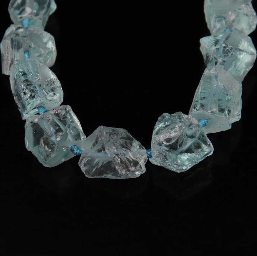 Natural Crystal Quartz Nugget necklace Beads,Raw light blue Crystals Loose gem Stone Pendants beads jewelry