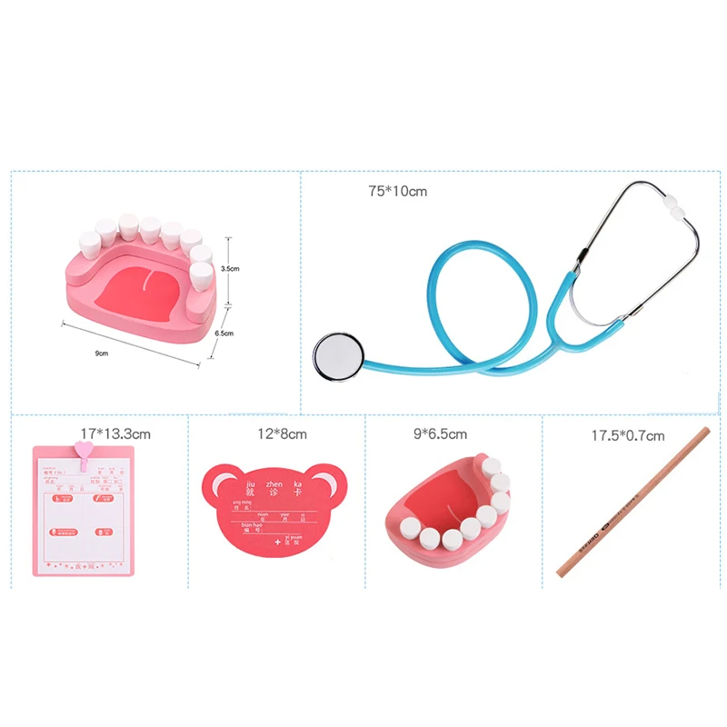 Giocattoli di legno gioco divertente vita reale Cosplay gioco medico giocattolo dentale finta gioca giocattoli medico accessori strumenti 6 pezzi Set per bambini