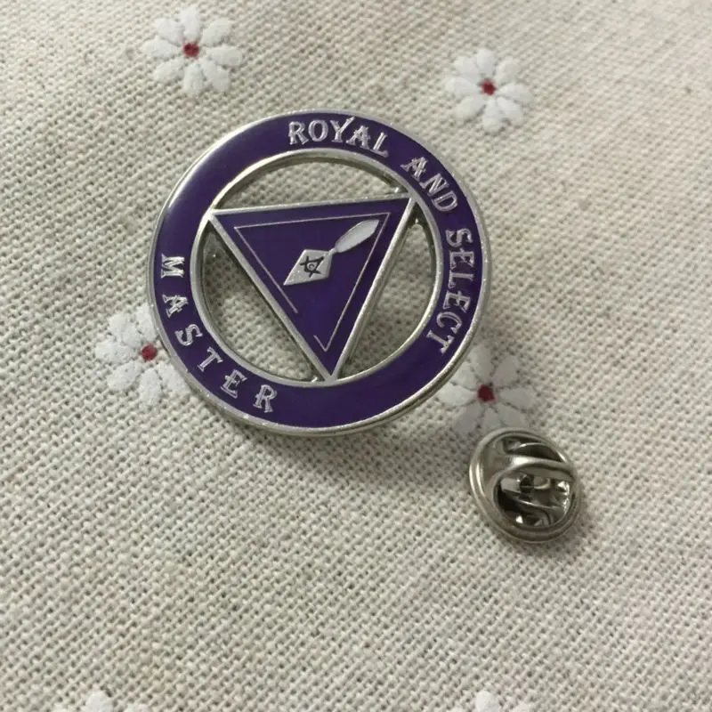 200pcs 25mm royal and select past master Trowel round masonry masonic freemason lapel pin badges and brooches metal craft badge