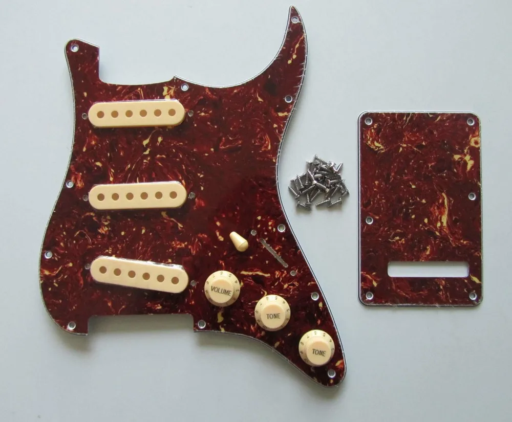 KAISH Vintage Tortoise ST Pickguard Trem Cover w/ Cream Pickup Covers Knobs SwitchTip