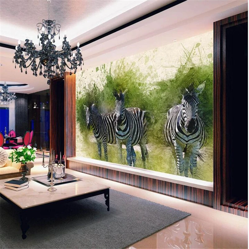 wellyu papel de parede Custom wallpaper  Hand-painted art idyll American-style fresh zebra wall  wall papers home decor