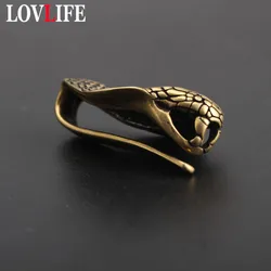 Vintage handmade Copper Cobra Head Keychains Pendant Retro Brass Snake Key Chain Belt Hang Cloth Hook Buckle Keyring Accessories