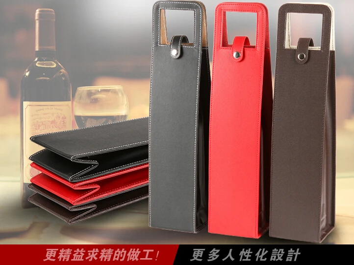 Free Shipping Supreme Quality wholesale direct selling wine bags of wine packaging gift boxes Red wine only leather box(00030)