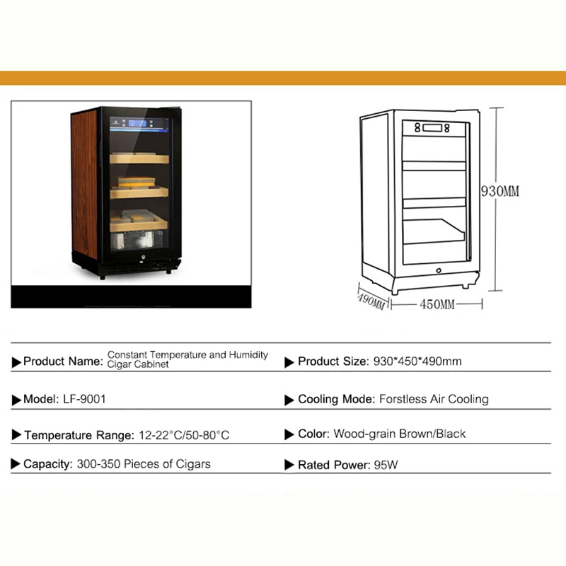 Cigar Cabinet Freezer Constant Temperature Wine Tea Humidor Three-Layer Parquet Luxury Cigar Storage Cabinet Fridge