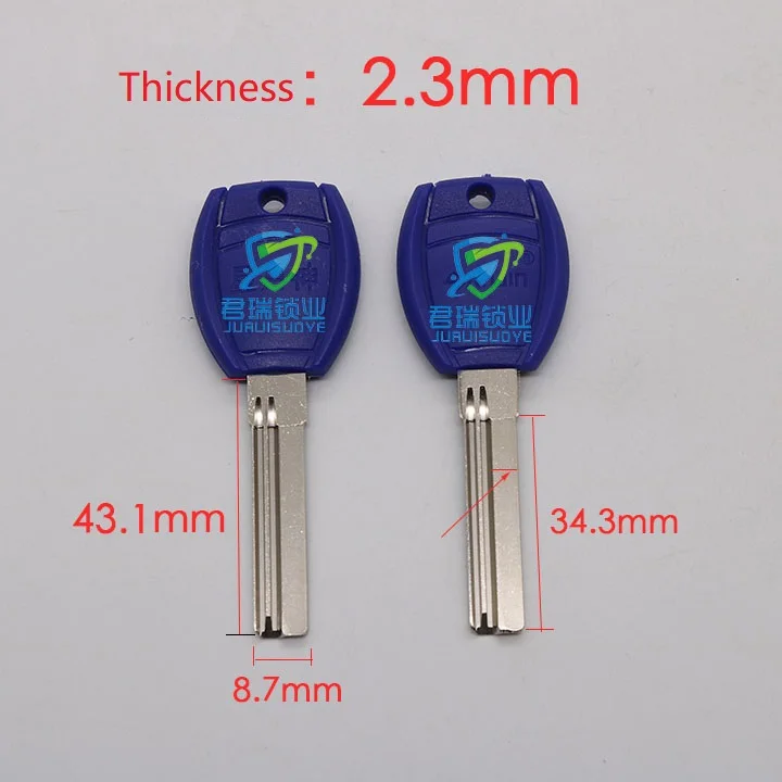 10pcs x Flat Sigle side Slot Dimple key embryo House Key Blade Replacement Length 43.1mm JF118