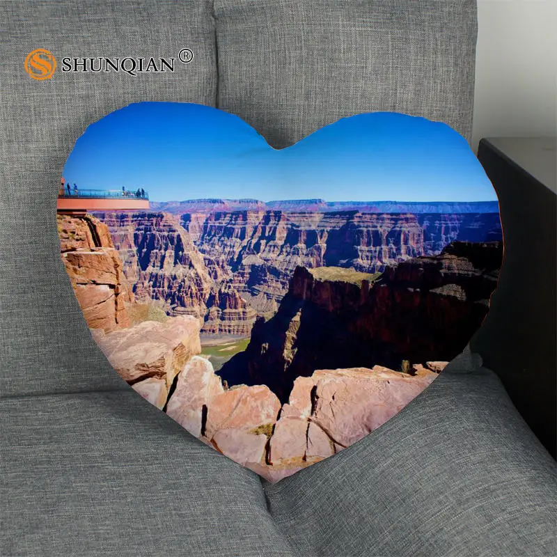 Grand Canyon Heart Shape Pillow Cover Custom zipper Pillowcase Just Cover No Core Size 41x36cm,47x42cm