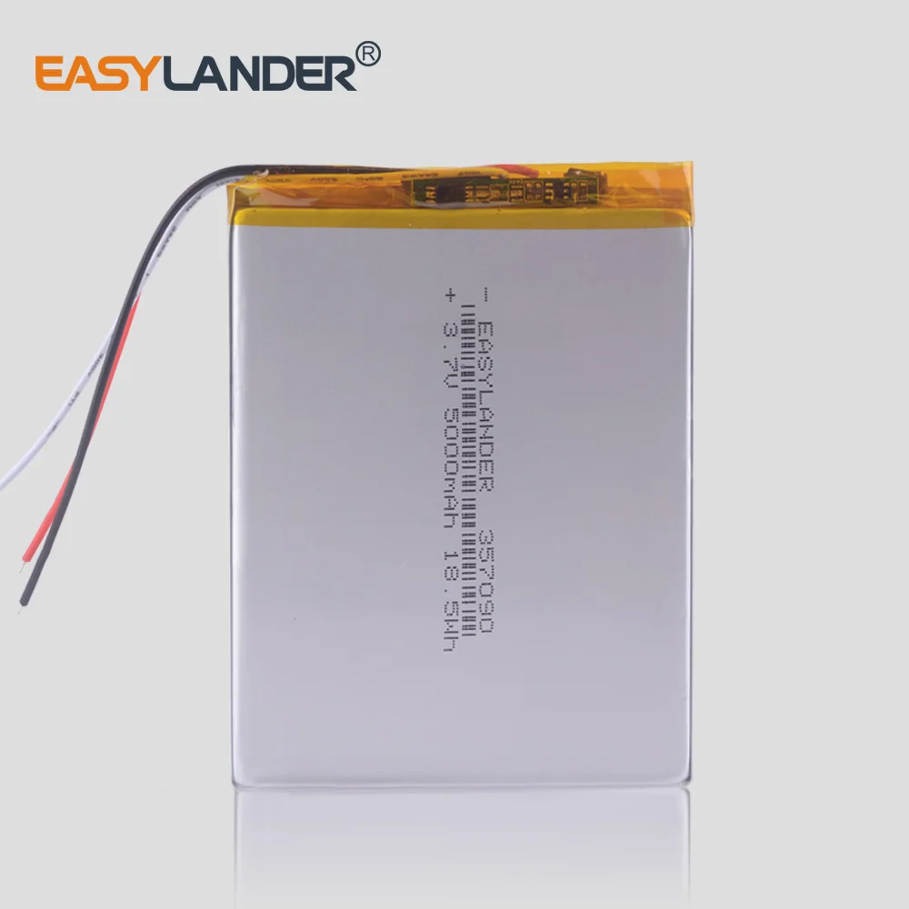 3Wries 357090 3.7V 5000mAh Rechargeable Lithium Li-ion Li Polymer Battery For Tablet PC U25GT E-Book