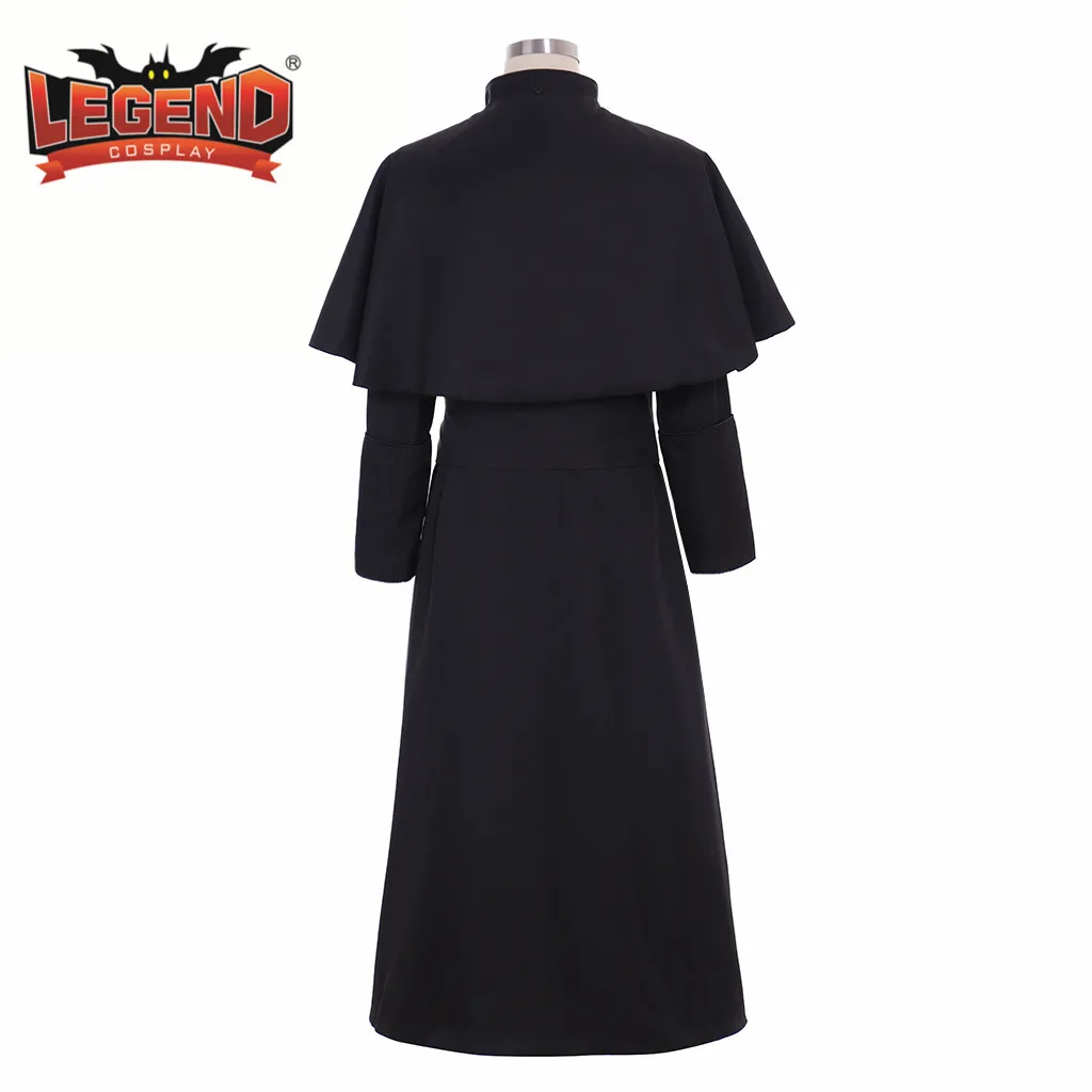 Roman Black Priest Cassock Robe Gown Clergyman Vestments Medieval Ritual Robe Gothic Wizard Costume Black Priest Robe cosplay