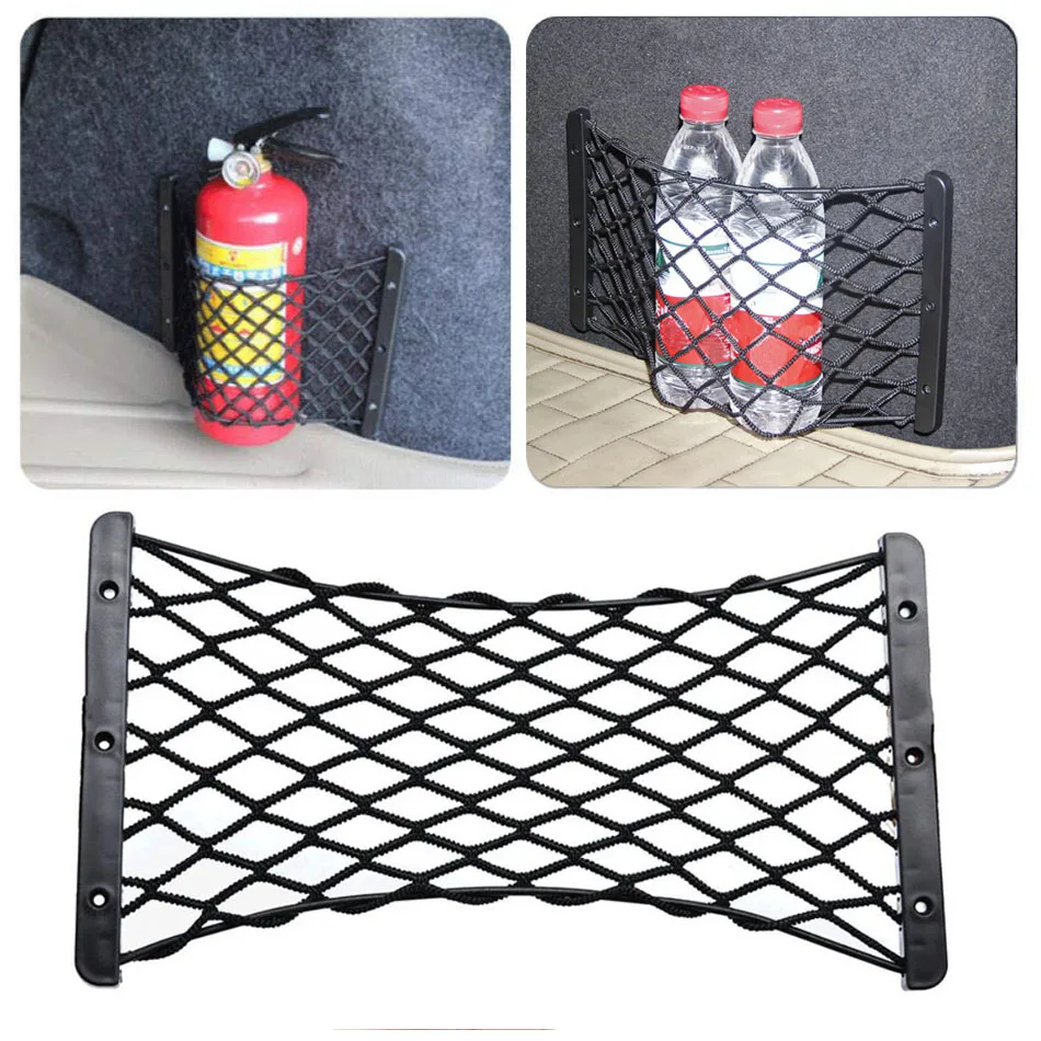 

Car Trunk Mesh Organizer Storage Fire Extinguisher String Net Pocket Bottle Luggage Drink Tool Toy Holder Auto Bag 35x18