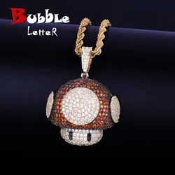 Bubble Letter Mush Head Pendant Necklace Cubic Zircon Men Women Hip Hop Jewelry