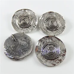 (8pieces)New Retro Male Round Swirl Necklace Pendant Creative Alloy Jewelry Bohemia Bracelet Charms 36*36mm Handmade Craft 52418