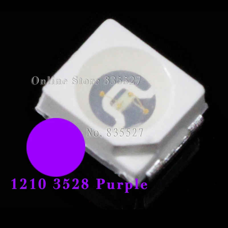 500PCS/LOT SMD 1210 3528 lamp beads led super bright led light beads purple 0.06W 100-300mcd 3.0-3.2V