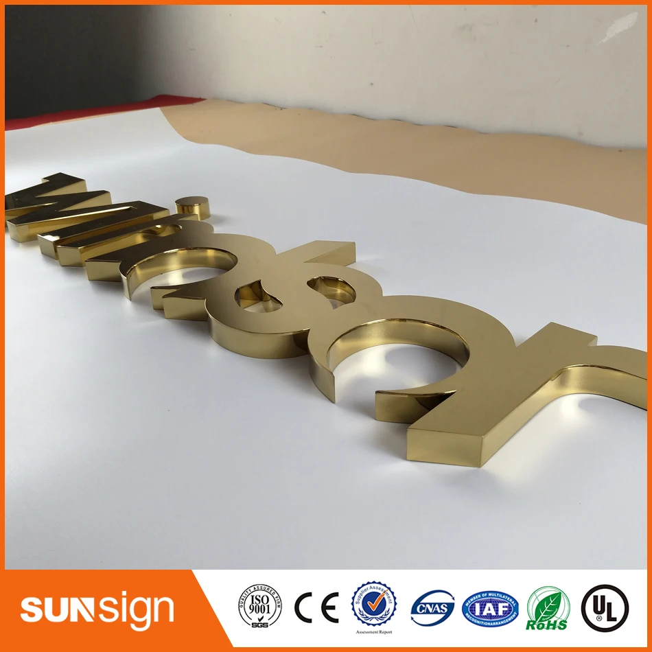 CustomTitanized golden color stainless steel 3D letters