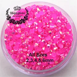 Wszystkie rozmiary 2,3,4,5,6mm żywica Rhinestone 14 faset Flatback Jelly Light Hot Pink AB dekoracja do telefonów torby buty paznokcie DIY