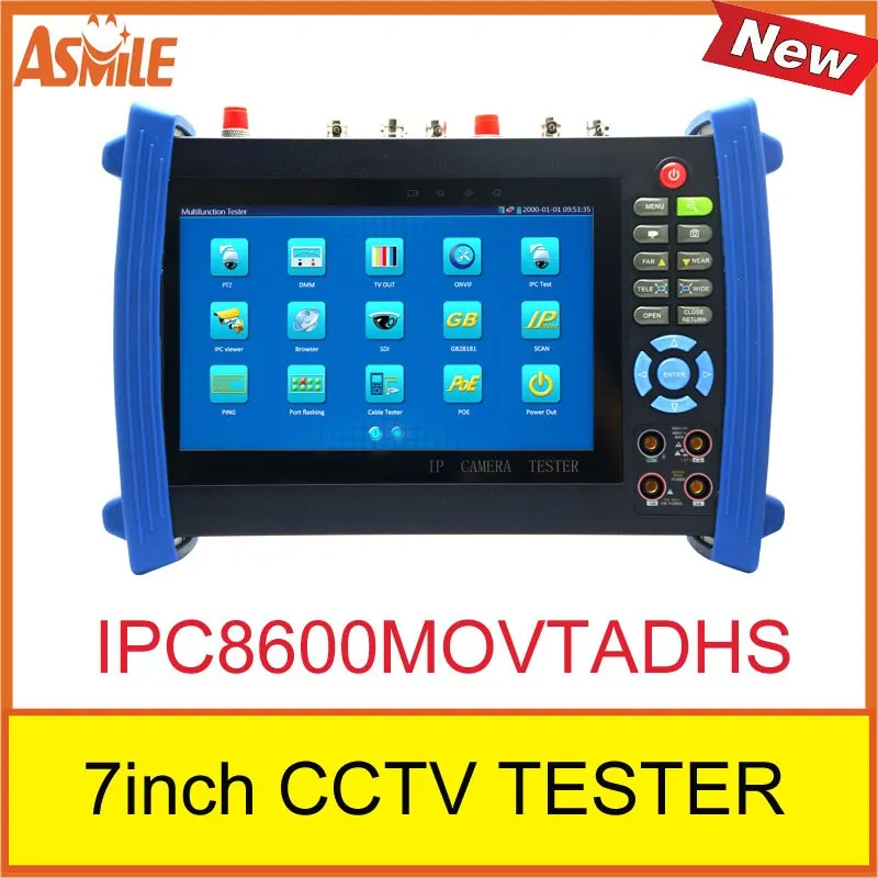 

New product 7"inch touch-screen IP camera cctv tester IPC8600MOVTADHS ip tester from asmile