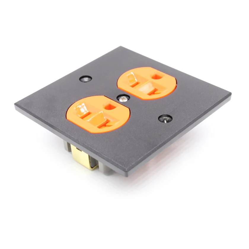 เต้าเสียบไฟ AC สีส้มสำหรับติดผนังเต้ารับสีแดงแผ่นคู่ไฮไฟ1x เรา