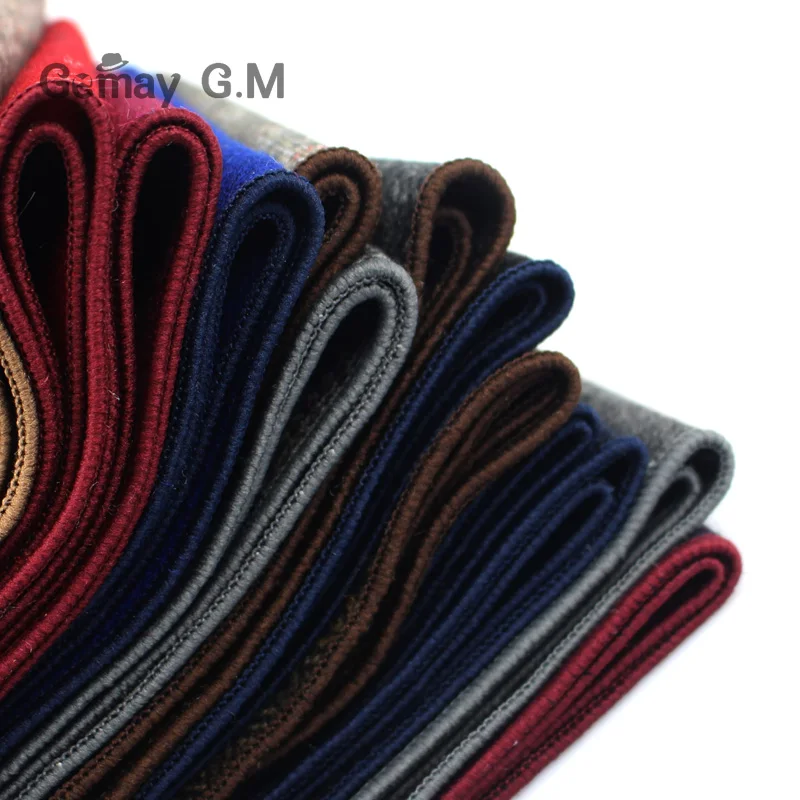 Fashion Wool Handkerchief For Men Suit Solid Pocket Square Business Hankies Classic Design Striped Hanky Plaid Pocket Towel