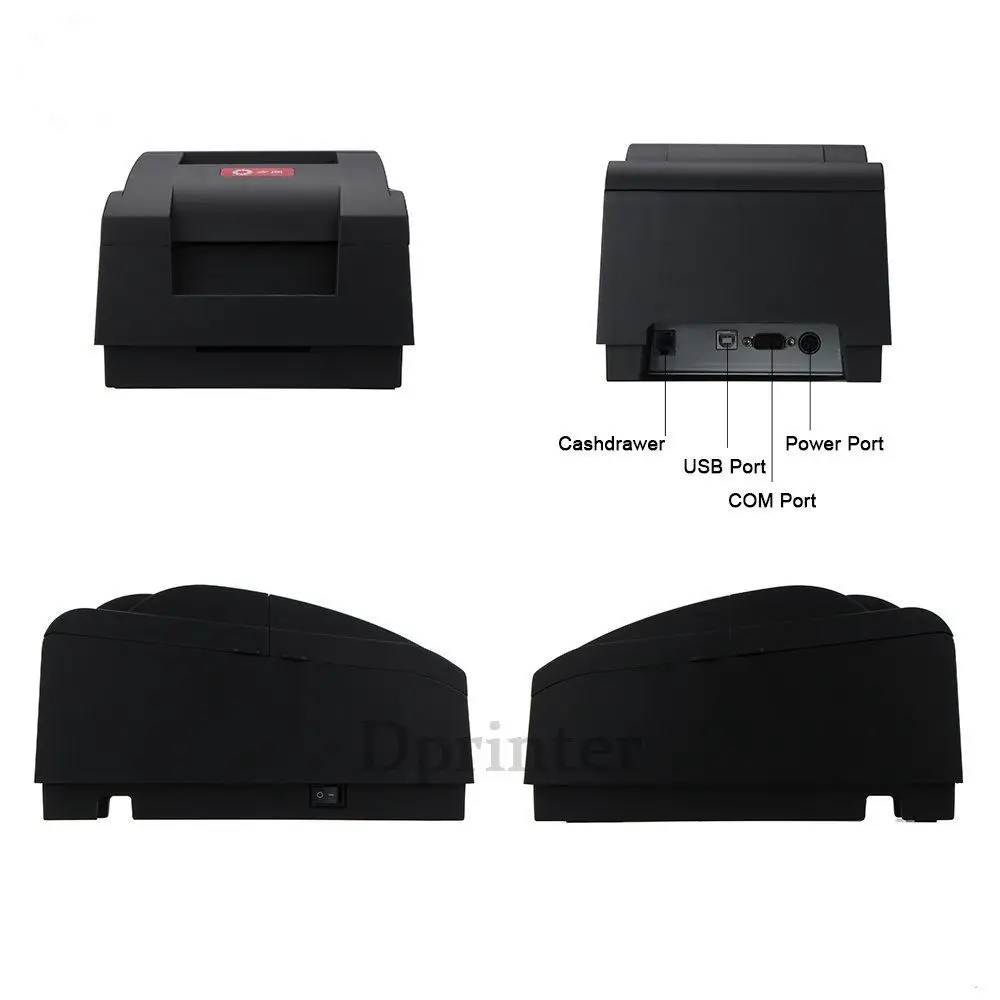 用紙幅 76mm シリアルポート + USB ポートブラックデスクトップドットマトリックスレシートプリンター、