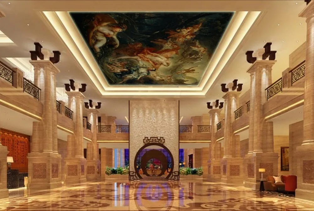 Europe style Angel ceiling frescoes living room Restaurant ceiling wall painting mural panel Custom photo wallpaper