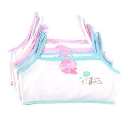 3pcs/Lot Young Girl Training Bra Children Cartoon Cat Print Bra 6-12 Years Teenager Cotton White Vest Camisoles Underwear