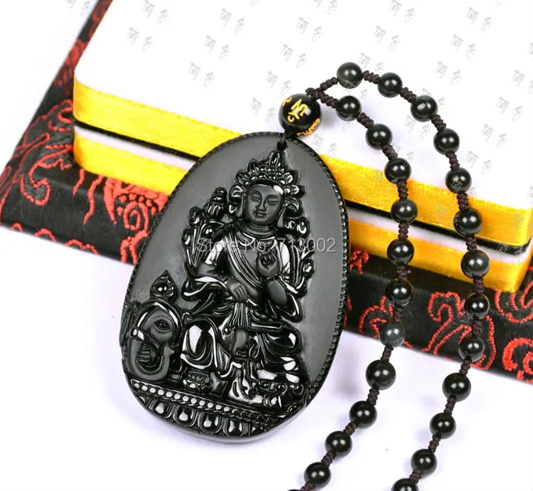 Super NATURAL Mexico obsidian Buddha Pendant Aumlet Lucky Ornaments