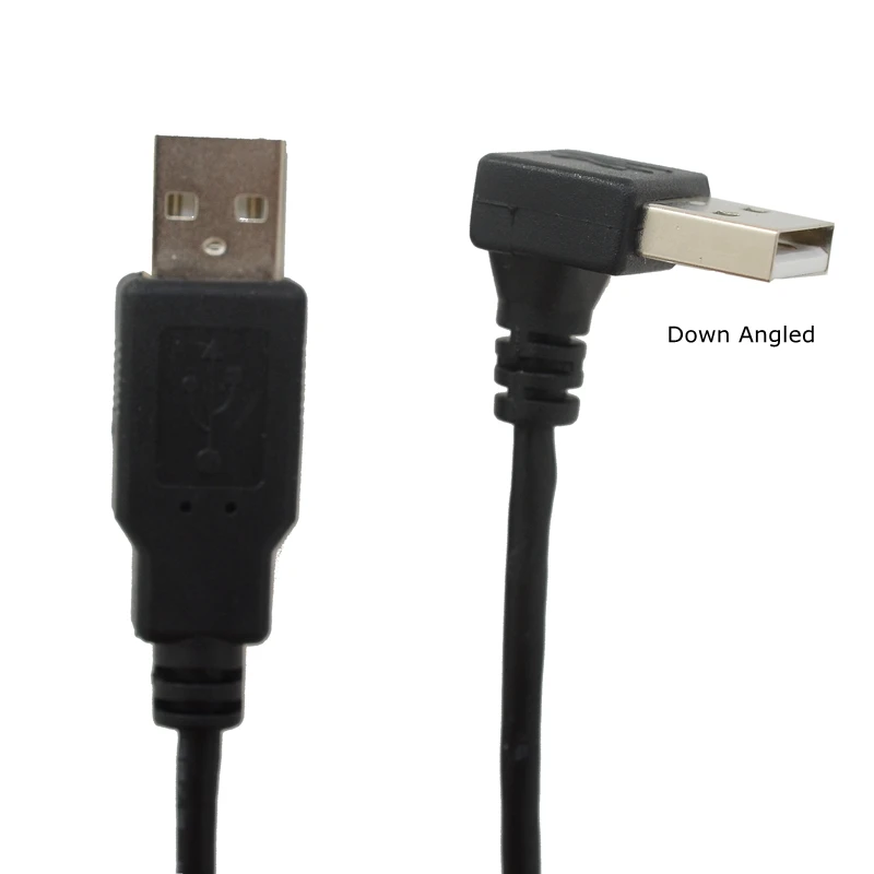 25 ซม. USB 2.0 ชายชาย 90 มุมอะแดปเตอร์ขยายสาย USB2.0 ชายขวา/ซ้าย /down/up สายไฟสีดำ AM - AM