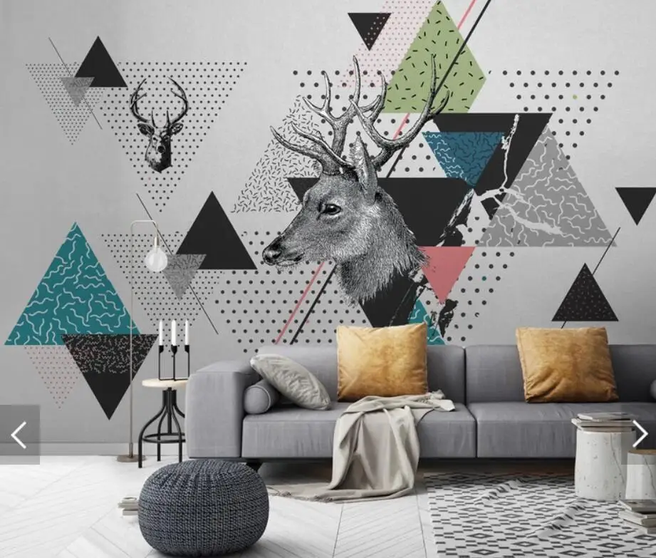 

3d Abstract Geometric Triangle ELK Wall Papers for Walls 3 D Mural Wallpaper Bedroom TV Backdrop Wallpapers Contact Paper