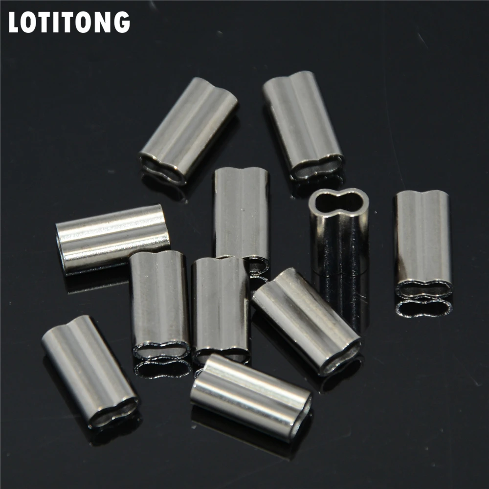 LOTITONG 100pcs Barrel Crimping Sleeves copper double tube sea fishing wire sleeve fishing line tube inside Diameter 1.4mm-2.2mm