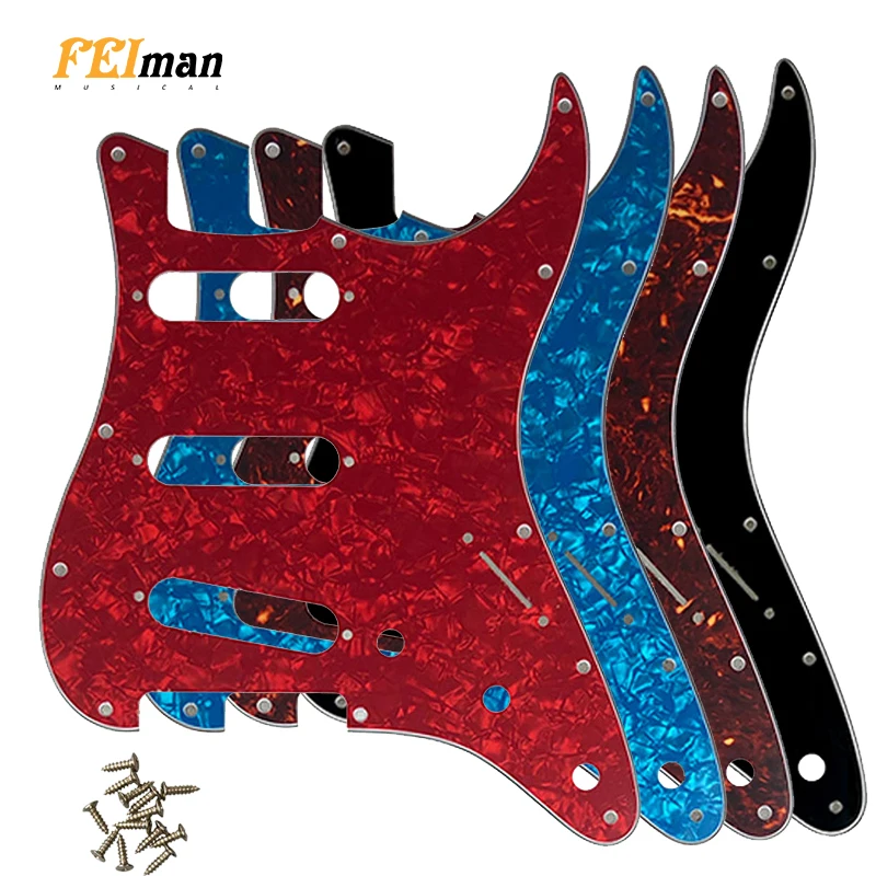 

Fei Man - Fender Strat Standard SSS St Scratch Plate с винтами, гитарная накладка для США и Мексики, многоцветная, 11 отверстий для винтов