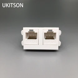 Two Ports CAT5E RJ45 Modules LAN Network Slot 5e T568A/8 Connector Plug 23x36mm Dual Ethernet Socket Plug