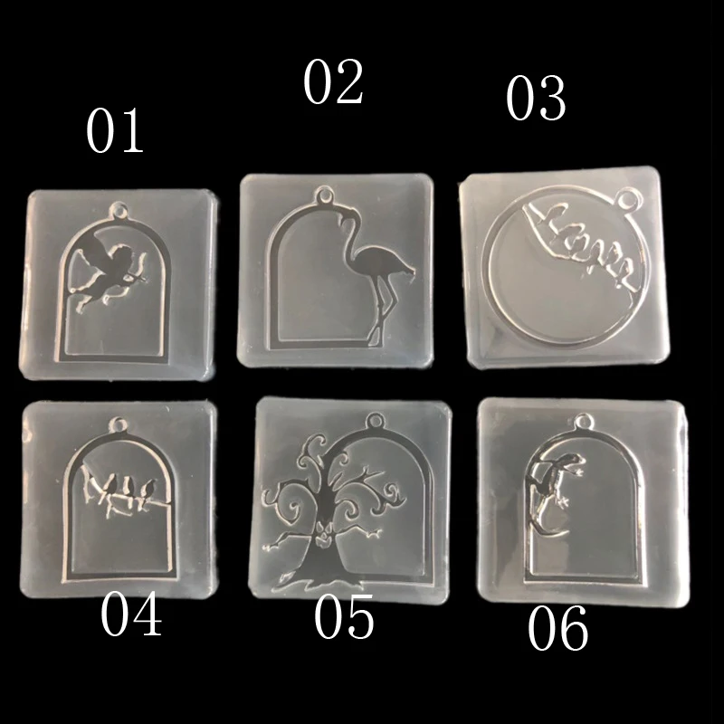 Epoxy Acrylic Border DIY Epoxy Mould Silicone Mold for jewelry frame animals pendant Resin Cupid Bird Gecko Tree Flamingo