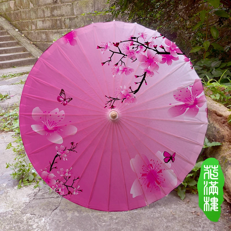 Chinese Handmade Delicate Pink Flower Oiled Paper Umbrella Ancient Decorated Japanese Style Women Dance Props Oilpaper Umbrella