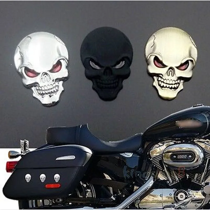 3D Metal Skull Sticker Skeleton Car Motorcycle Decal Stickers Emblem Badge Gold Black Skull Car Accessories for Kamaz Lada