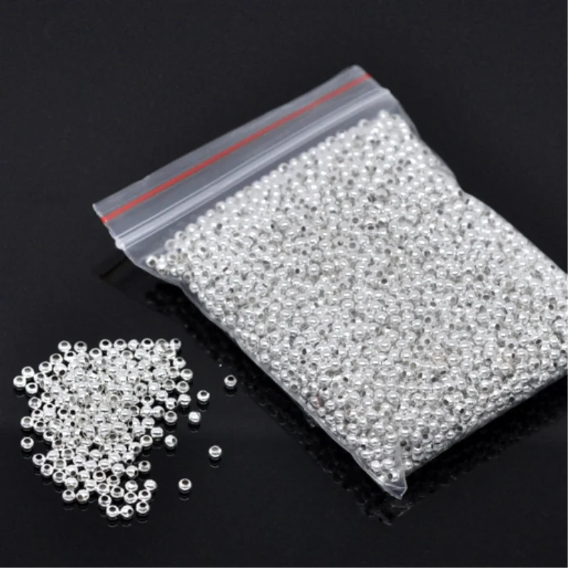 2000 PCs Doreen Box Smooth Ball Spacer Beads Alloy Gold Silver Color 2.4mm Bead For DIY Jewelry Making Accessories Wholesale