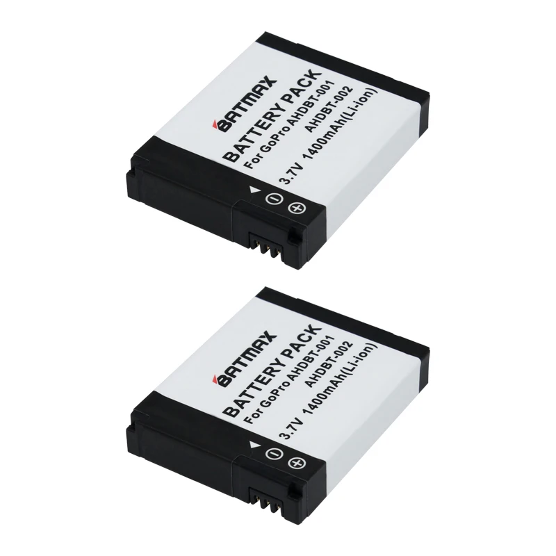 1400mAh Batteries (2-Pack) and Charger Kit  for GoPro HD HERO2 and GoPro AHDBT-001, AHDBT-002o Hero 2