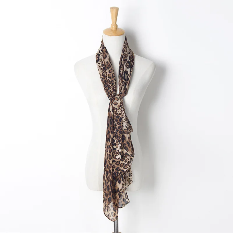 Brand New Autumn And Winter Fashion Women Long Chiffon Scarves Leopard Print Shawl All-match Lady Soft Scarf